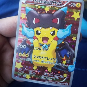 Star Holo)  Pokemon card Poncho Wearing Pikachu Charizard Mega X Japanese Full Art Promo  207/XY-P