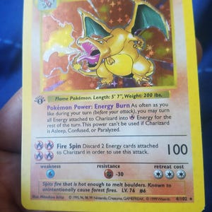 Star Holo) (Thick Stamp) 1st Edition Glurak Pokemon Karten Basisset schattenlose Holographische Karte 4/102