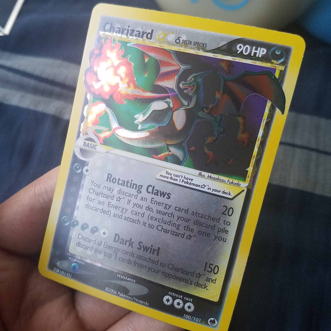 Pure Holo) Pokemon Card Gold Star Charizard Ex Dragon Frontiers 100/101