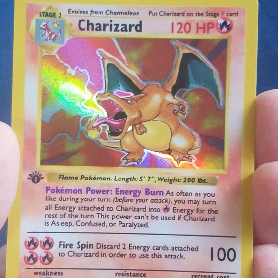 P 1 Custom Charizard 1st Edition Shadowless Rainbow Pattern Pokemon Holo Card 4102