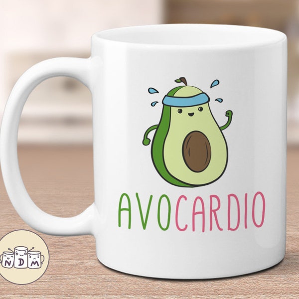 Avocardio - Cute Running Avocado Mug, sports mugs, coworker mugs, inspirational mugs, wife mugs, punny mugs, funny mugs,  humorous mugs