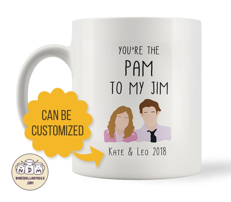 You Are My Pam/Jim Couple Gift Mugs Set for Lovers, His and Hers Coffee Mug Set, gift for couple, gift for boyfriend, gift for girlfriend image 3