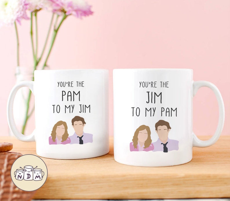 You Are My Pam/Jim Couple Gift Mugs Set for Lovers, His and Hers Coffee Mug Set, gift for couple, gift for boyfriend, gift for girlfriend image 2