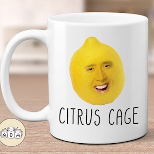 Citrus Cage, Funny Smiling Nicolas Cage Face Swap Mug, gag gift, nick cage mug, coworker mug, best friend mug, crazy mugs, bff mugs