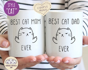 Set di tazze divertenti per mamma e papà con gatti: coppia di tazze da caffè