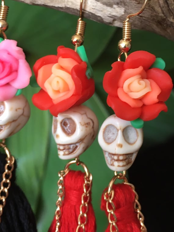 Dia De Los Muertos Sugar Skull Earrings Etsy