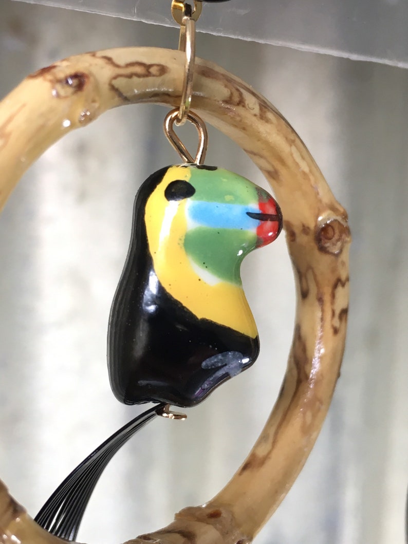 Vintage Inspired* Tiki Bamboo Hoops Tropical Birds