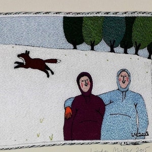 Snowy Hillside  Framed Machine Embroidery