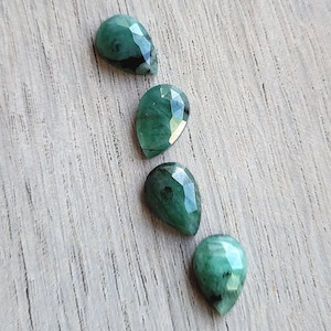 Rosecut Rustic Emerald Teardrops, Emeralds, Rosecuts, Gemstones with flat backs, L8213