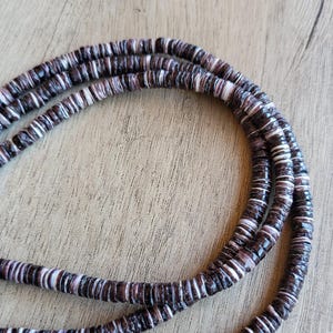 Olive Shell Heishi Beads: Multicolored Shell Beads, thin spacer beads, Earthy Stacking Disc Beads, purple white brown, #4522
