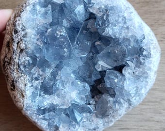 BIGGIE Blue Celestite Crystal Geode, Large Crystals, L896E
