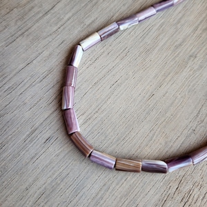 Purple Spiny Oyster Shell Beads: 8mm Cylinder Beads, 8&quot; Strand