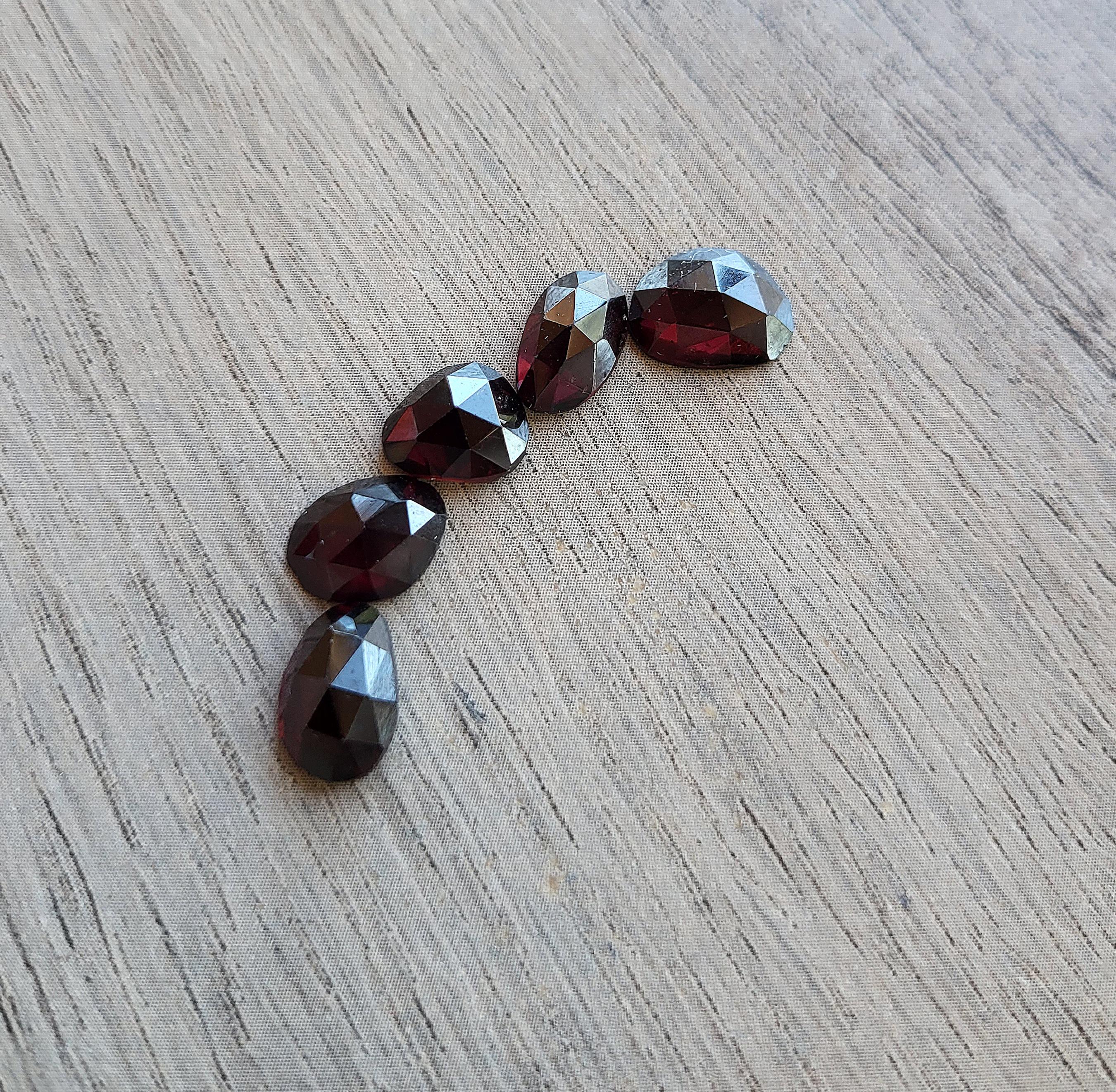 Rose Cut Garnet Gemstones, Red Garnet Rosecuts for Making Jewelry ...