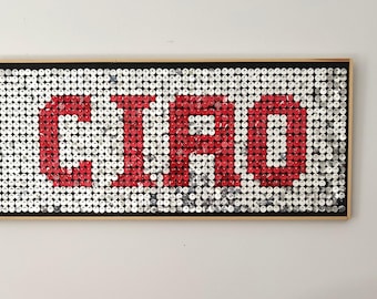 Upcycled soda can art, wall sign, new "Ciao" friendly sign.