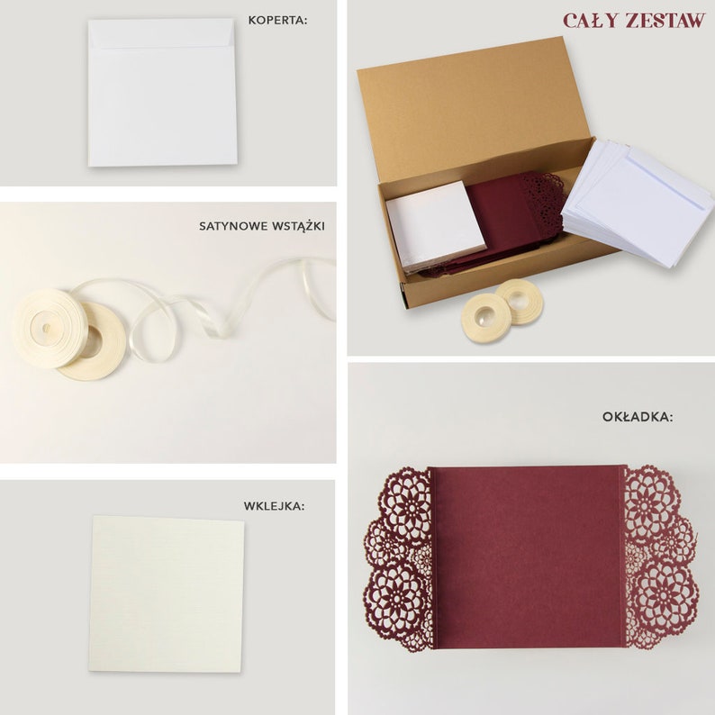 SAMPLE! Elegant Burgundy Wedding Invitations with template Laser cut floral invitation with cream printable insert DIY etsy kit