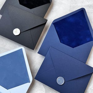 Custom Colors Handmade Envelopes, Euro-Flap Velvet Lined Envelopes, Luxury Envelopes in 12 Different Colours with Velvet Liners,