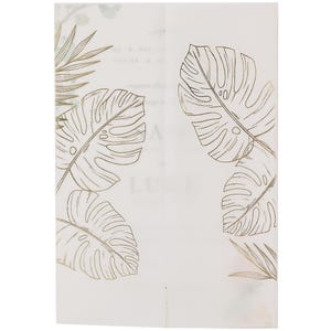 Monstera Leaves Vellum Jackets, Wraps for A7 Invitation Cards 5x7&quot;, Tropical Leaves Vellum Sleeves