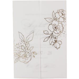 Wedding Invitation Wrap, Roses Foil Stamping Vellum Jackets for 5x7, A7 Clear Vellum Paper Sleeve, Vellum Sleeves