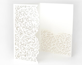 Laser Cut Invitation Covers - Ivory Colour, DIY invitations, Wedding, Birthday, Christening Cards, Cover + Envelope