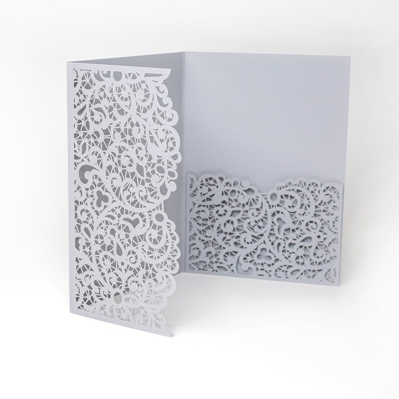 Laser Cut Invitation Covers Gray Colour DIY invitations Etsy