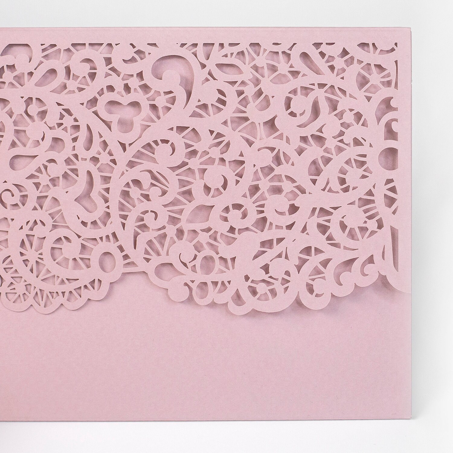 Laser Cut Invitation Covers With Envelope Pink Colour, DIY Invitations
