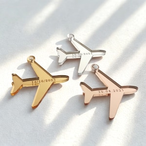 Personalized Airplane Charms for Destination Wedding Invitations, Custom Airplane Tags with Satin Ribbon, Perfect Wedding Favours
