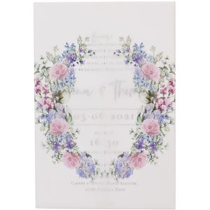 Floral Parchment Sleeve 5 x 7, Vellum Jacket With a Wreath of Colorful Wildflower