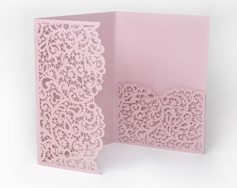 Laser Cut Invitation Covers With Envelope - Pink Colour, DIY invitations, Wedding, Birthday, Christening Cards