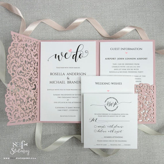 BABY PINK GLITTER & silver grey Wedding Invitations Evening RSVP PERSONALISED BABY PINK GLITTER & silver grey Wedding Invitations Evening RSVP PERSONALISED