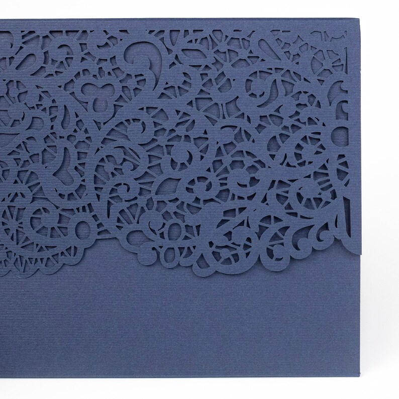 Laser Cut Invitation Covers Navy Blue Colour DIY Etsy