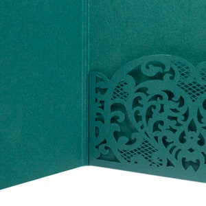 Forest Green Laser Cut Lace Covers Wedding, Birthday, Christening Invitation, DIY Invitations, Cover Envelope image 10
