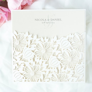 Lace Flower Cream Laser Cut Wedding Invitations with Envelopes Elegant Invitation