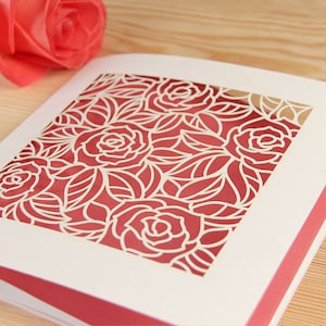 Rose Detail Invitation de mariage - Ai, CRD, eps, PDF - Modèle d’invitation Laser Cut, Fichier numérique, Fichier SVG pour Cricut, Fichier Die Cut