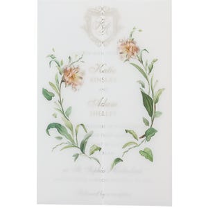 Greenery Translucent Paper Sleeve, 5x7 Printed Parchment Wraps, Vellum Jacket with a Wreath of Floral