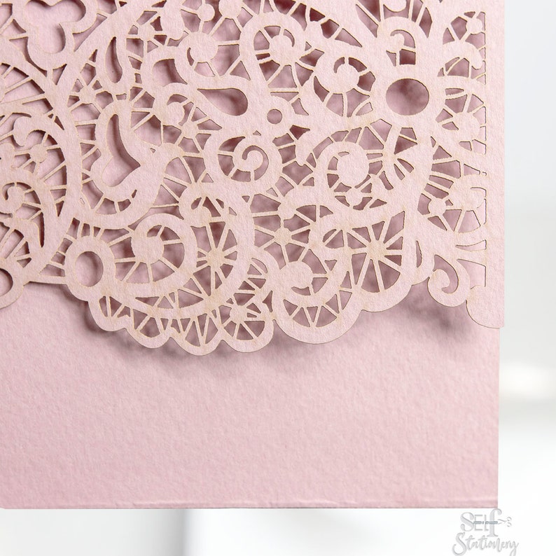 Laser Cut DIY Kit Misty Rose Blush Pink Wedding Invitation Etsy