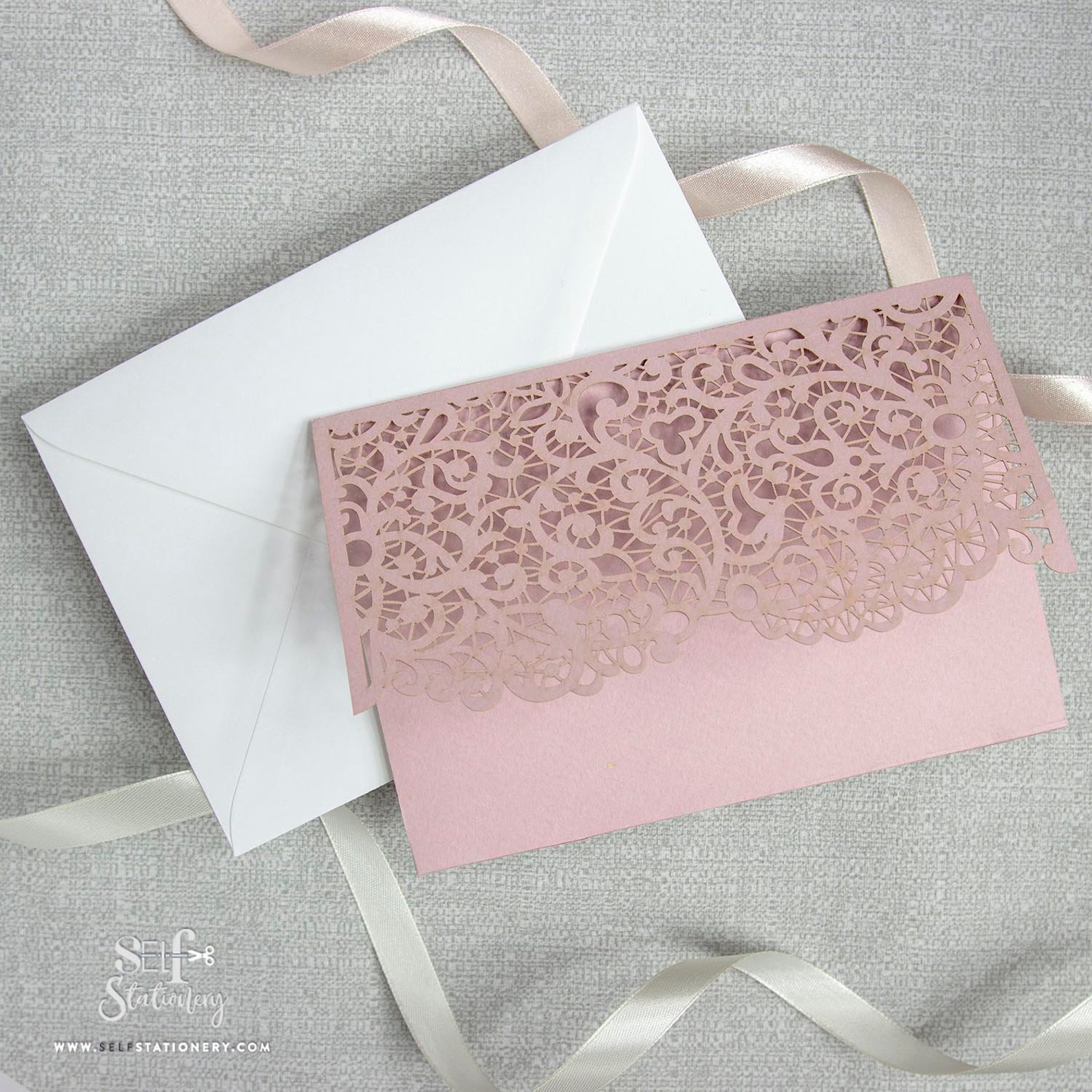 Laser Cut DIY Kit Misty Rose Blush Pink Wedding Invitation Etsy