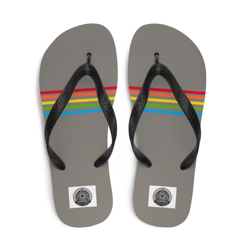 retro rainbow flip flops