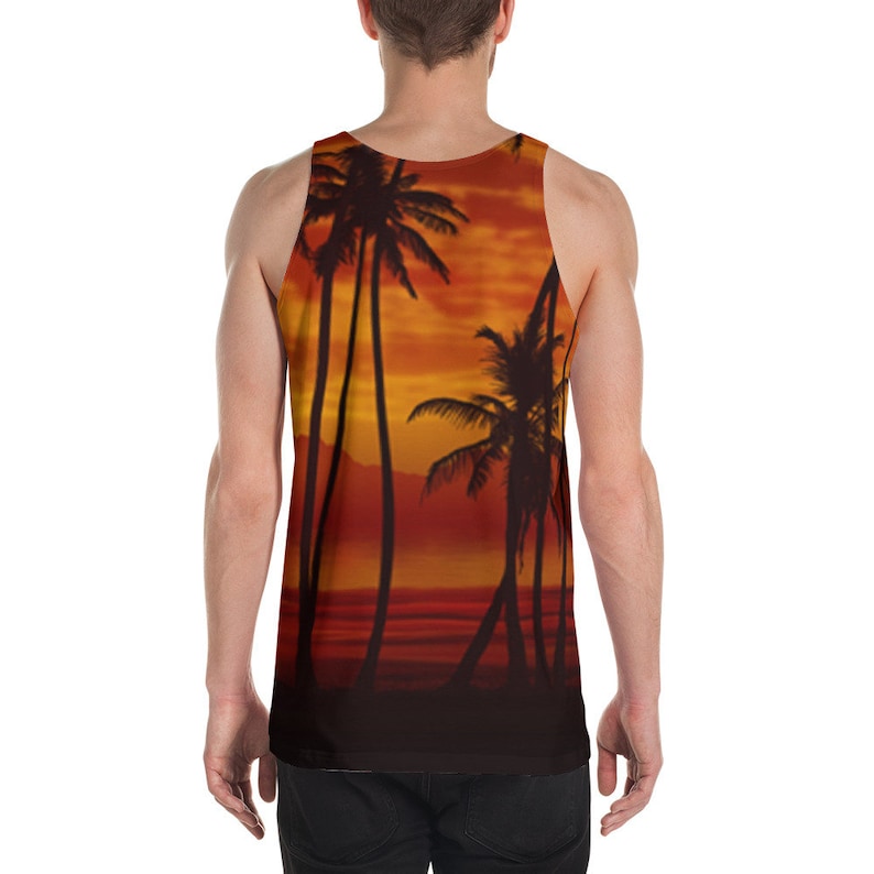 Scarface Palm Tree Print Hawaiian Shirt Tank Top 80s Clothing | Etsy