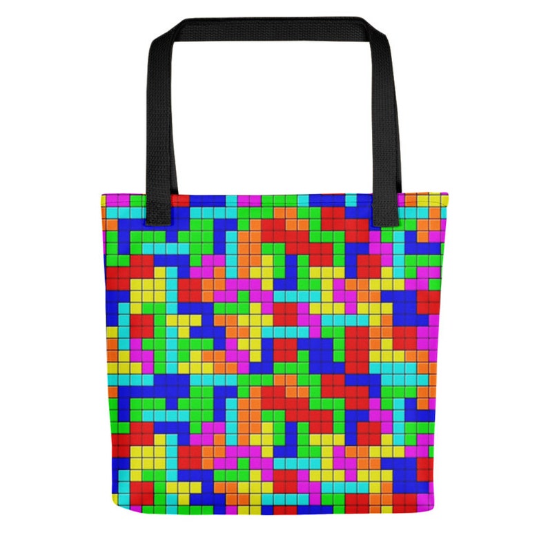 Arcade Sega NES Video Game Art Custom Tote Bag Beach Bag Shopper Bag Yoga Bag Grocery Bag Produce Bag 80s Clothing Tetris Rave Outfit