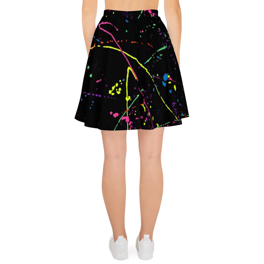 Skater Skirt Skater Dress 80s Clothing Neon Paint Splatter Etsy