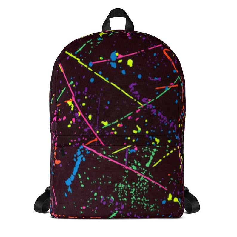 80s Clothing Neon Paint Splatter Rainbow Laptop Backpack ...