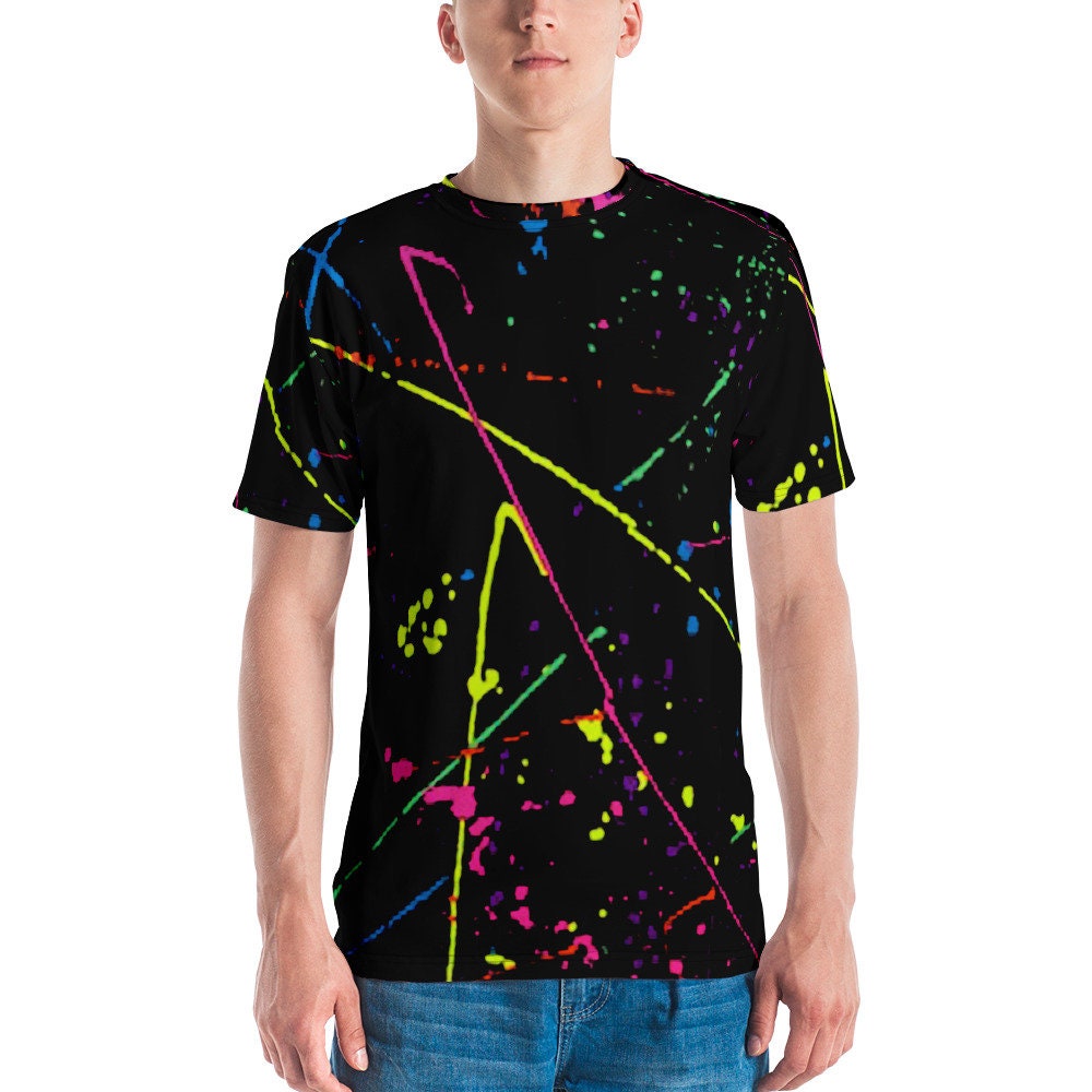 black shirt with paint splatter