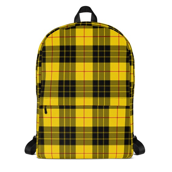 yellow plaid backpack