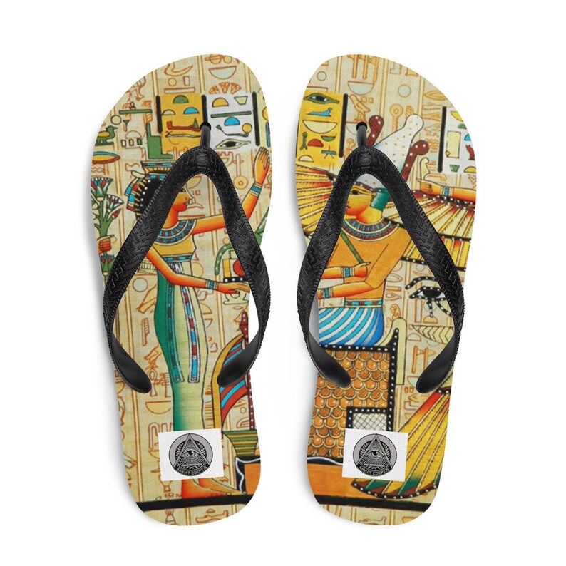 Egyptian Revival Flip Flops Flat Sandals Beach Sandals African Clothing For Women Witch Shoes Pagan Clothing Witch Clothing Wiccan Clothing
