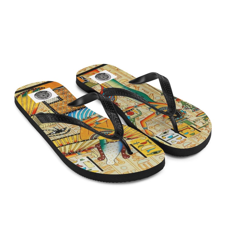 Egyptian Revival Flip Flops Flat Sandals Beach Sandals African Clothing For Women Witch Shoes Pagan Clothing Witch Clothing Wiccan Clothing