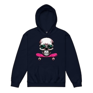 Skull Skateboard - Skaters Skull Kids Hoodie