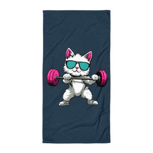 フィットネスキャット - ボディビルディングビーチタオル