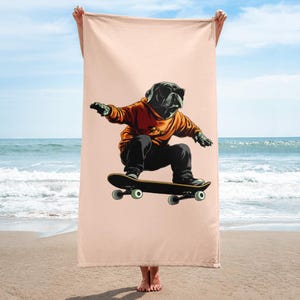 Skater dog - Skater Style Beach Towel