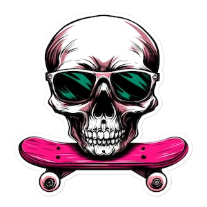 Skull Skateboard - Skaters Skull Sticker