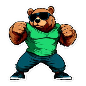 Strong Fitness Bear - Brown bear Sticker